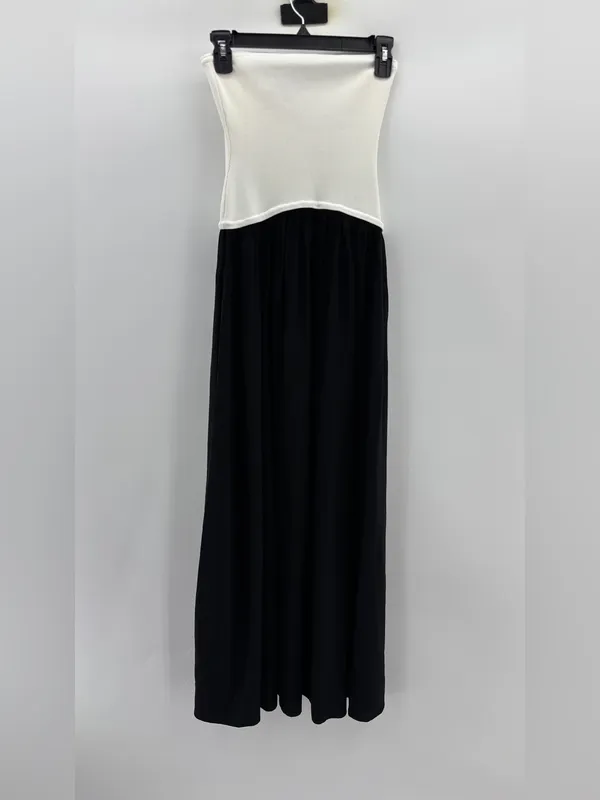 Solid & Striped Sasha Strapless Dress in Optic White Noir Black - Image 5