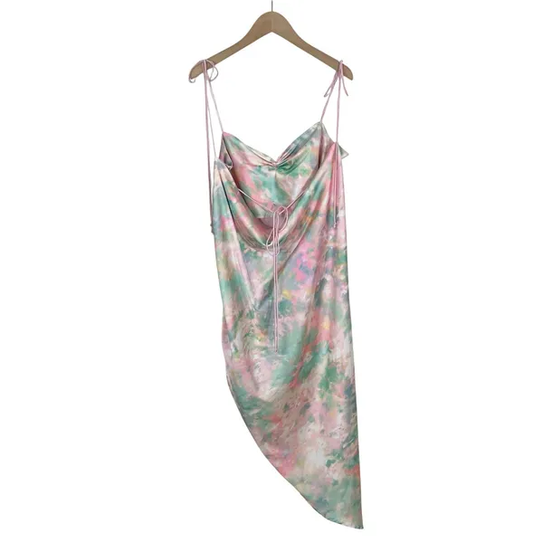 For Love & Lemons Call Me Tie Dye Colorful Pastel Open Back Midi Dress Small - Image 4