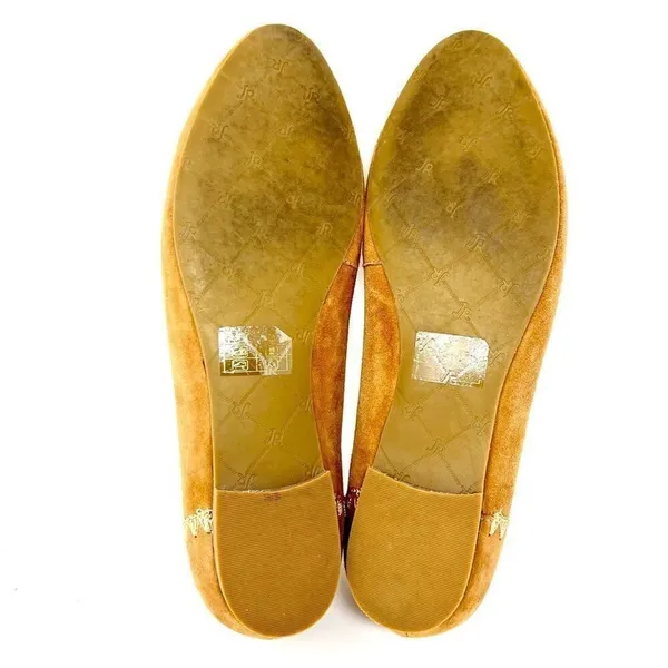 Jack Rogers Ellie Suede II Oak Tan Brown Whip Stitch Detail Ballerina Flats 7.5 - Image 8