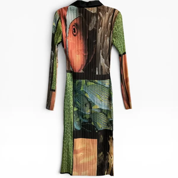 Free People x Arthur Apparel Fish Party‎ Box Pleat Shirt Dress Multi US 4 NEW - Image 5