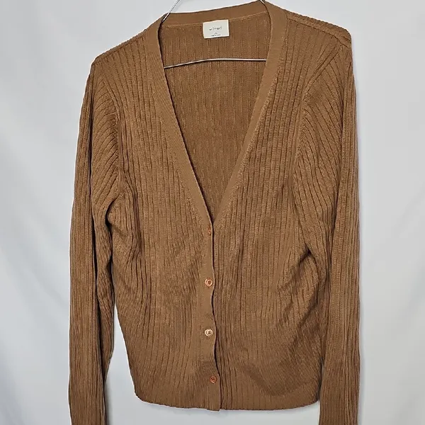 Wilfred Aritzia Button Down 55% Wool Tan Cardigan Sweater Sz 2XL - Image 2