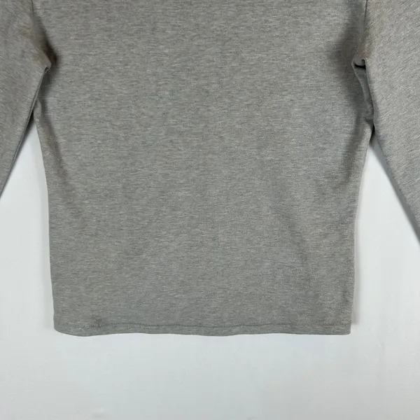 nuuds Womens Long Sleeve Ribbed Boat Neck Top Grey Heather WS-1241 Size M - Image 8