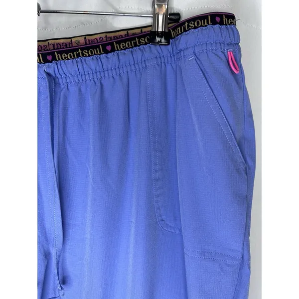 Heart Soul Size 2X Petite Scrub Pants Elastic Waistband & Pockets Ceil Blue - Image 3
