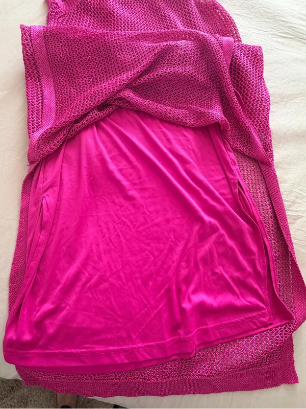Sleeveless Hot Pink Knit Maxi Dress: Cover up - Women - Image 2