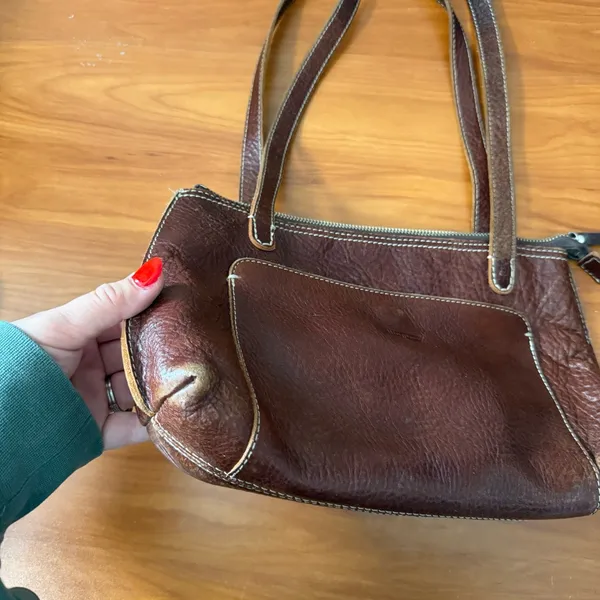Ellington Dark Brown Leather Shoulder Purse Bag Zip Top Neutral Natural‎ Minimal - Image 3