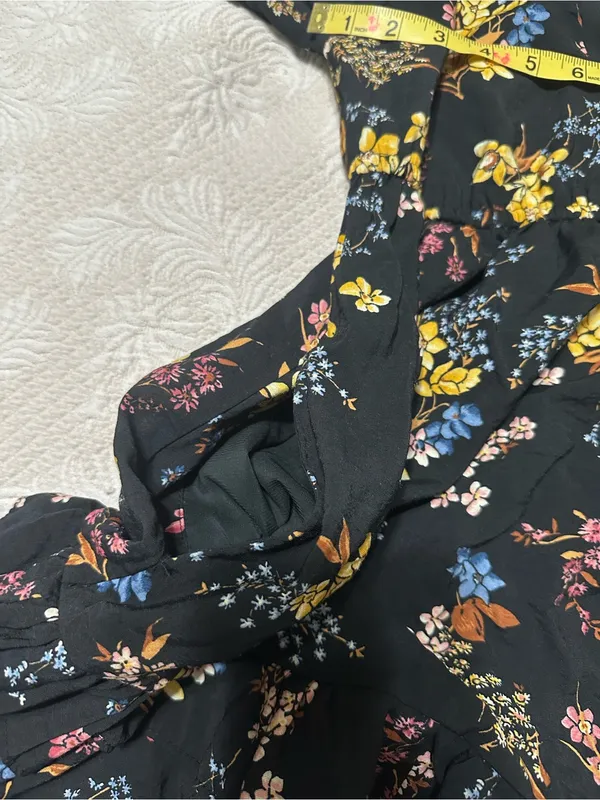 Abercrombie & Fitch black floral mini dress with yellow, blue, and pink flowers - Image 8