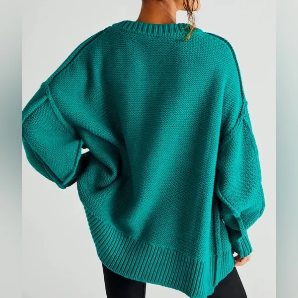 Free People Alli V Neck Sweater in Green size Small - Image 4