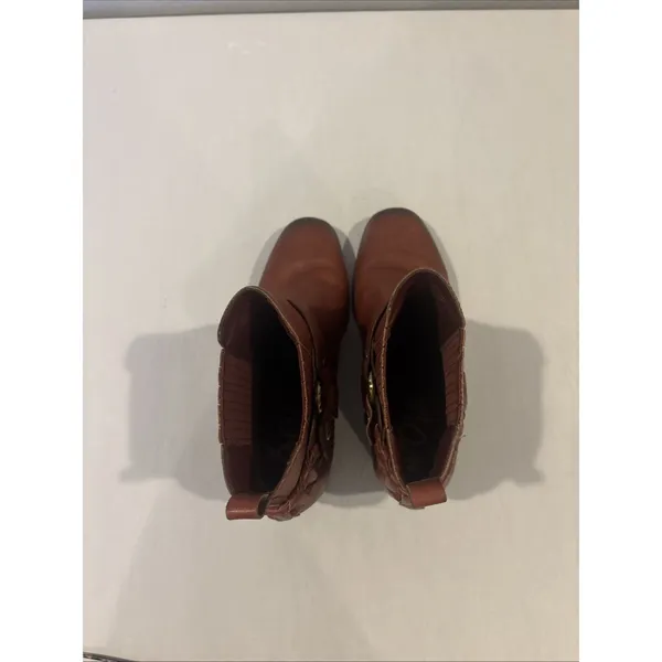 Sam Edelman Dalma‎ Ankle Biker Boots Size 8 Spiced Red Leather Western Boho - Image 7