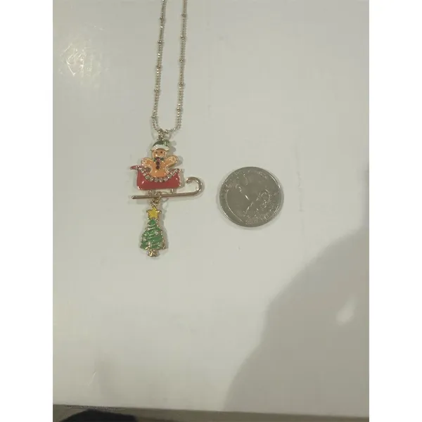 Betsey Johnson Christmas Gingerbread cute Pendant Necklace Tree Charm gift - Image 2