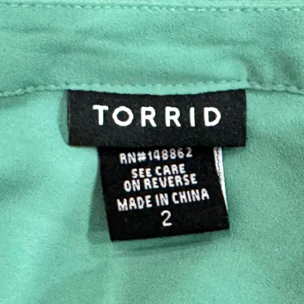 Torrid Harper Georgette Pullover 3/4 Sleeve Blue Green Blouse Plus Size 2X - Image 9