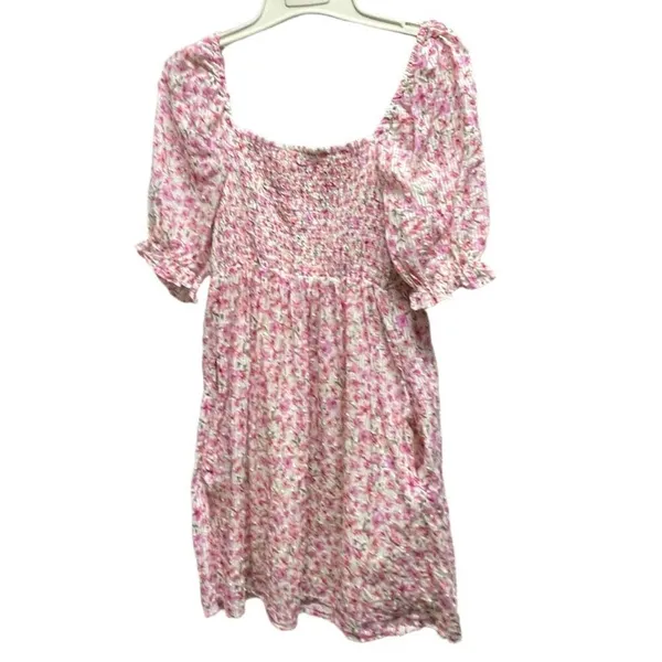 Lush size M puff sleeve floral mini dress smocked back - Image 3