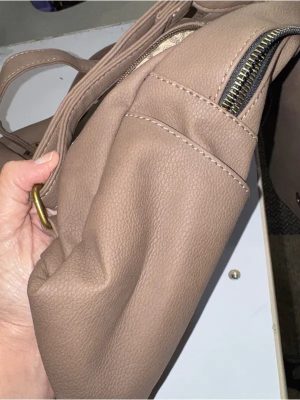 Chocolate Brown Large Backpack Purse w/ Decorative Nailheads - Image 9