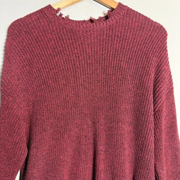 NWT Pistola Eva Distressed Crew Neck Knit Pullover Sweater Women's XS Red Black - Image 7