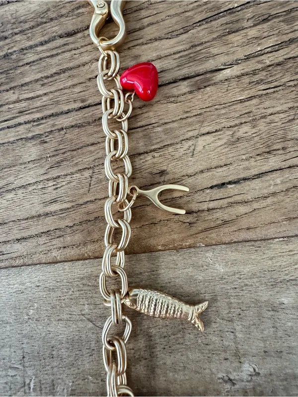 NWOT Anthropologie Bag Charm Swag Belt Chain Gold 🌶️🧲🍒🐟 - Image 6