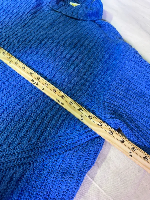 Maeve Anthropologie Chunky knit Blue Sweater Oversized Size M - Image 2