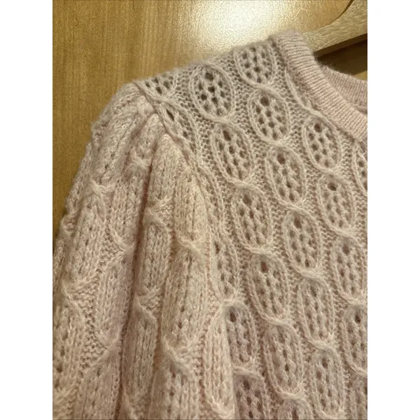 J.CREW Balloon Sleeve Cable Knit Sweater Alpaca Wool Blend Balletcore Size Large - Image 2