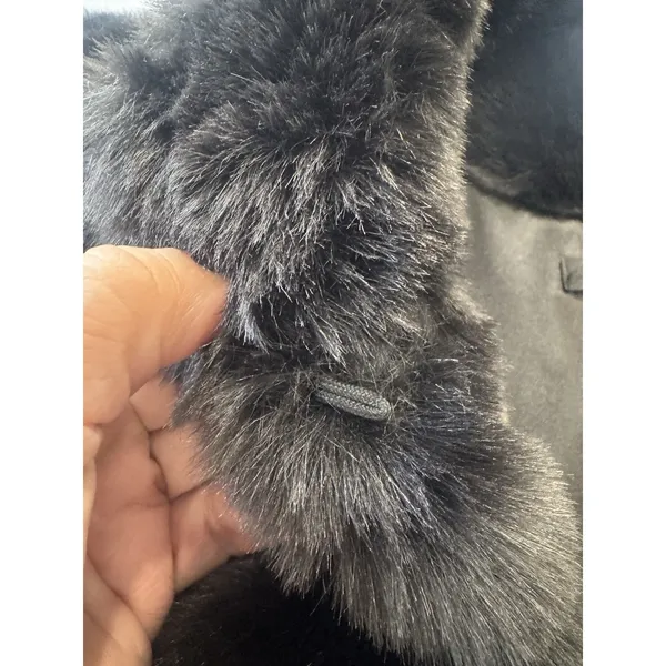 Talbots Black Faux Fur Ribbed Open Front Vest Women's size Small - Image 7