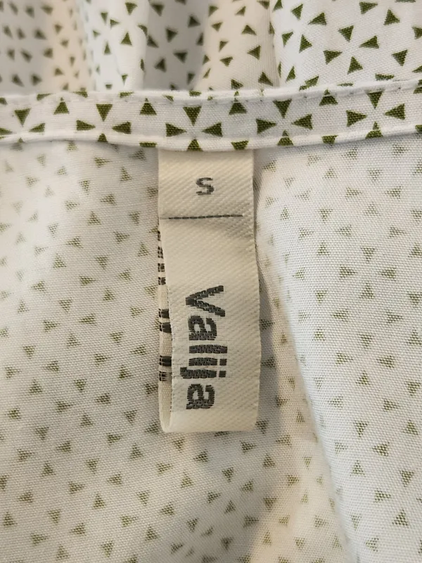 Valija White and Green Geometric Print Mini Babydoll Dress Size Small - Image 8