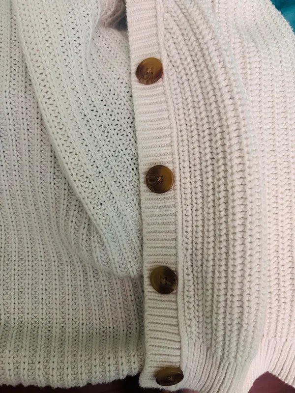 Aeropostale White Cropped Knit Cardigan - Image 5
