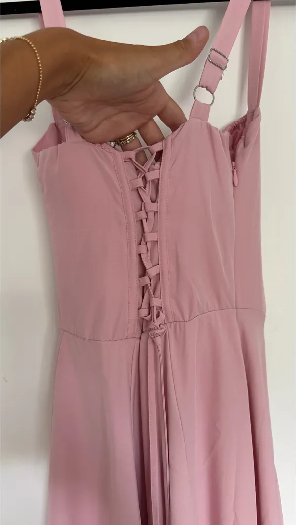 Baby Pink Corset Midi Dress - Image 6