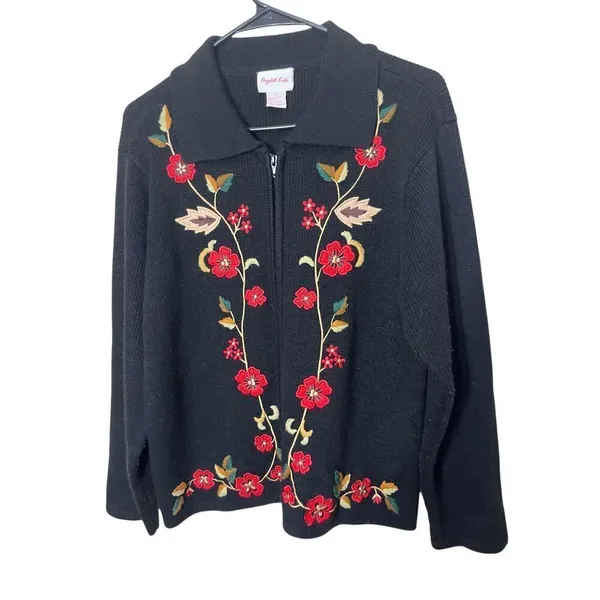 Vintage Crystal Kobe Embroidered Cardigan Sweater Size‎ S - Image 2