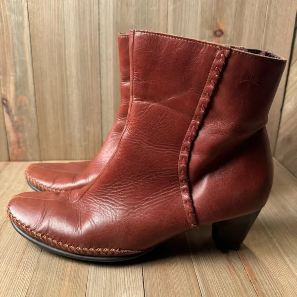 Pikolinos Brown Leather Women’s Ankle Boots w/ Moccasin‎ Stitching size 9.5 (40) - Image 5