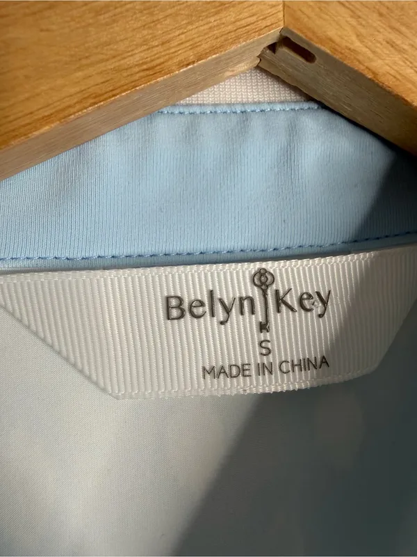 NEW Belyn Key‎ Penny Sleeveless Ikat Golf Polo Light Blue White Small Tennis - Image 4