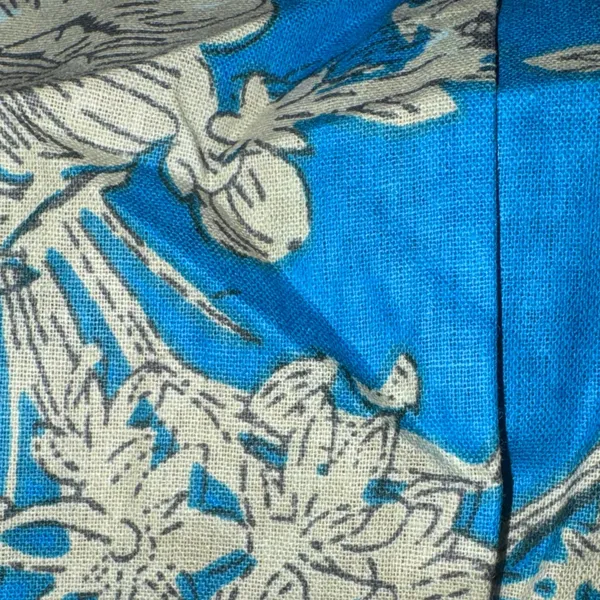 Sky Blue Smocked Dress, Floral‎ Toile, Cotton, Full Skirt, Sleeveless - Image 6