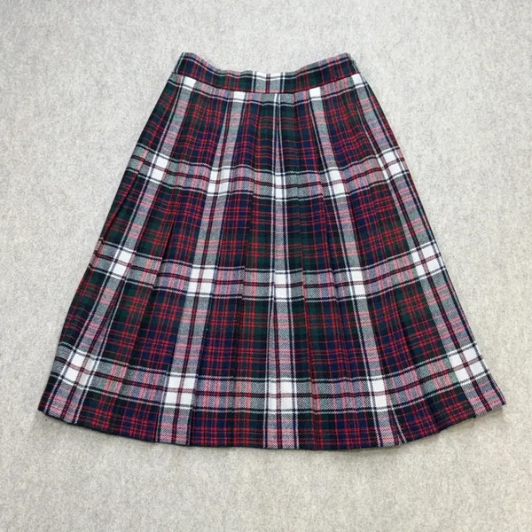 Haberdasher Tartan Plaid Wrap Skirt Sz XS Red Blue Dark Academia Preppy Kilt Pin - Image 2