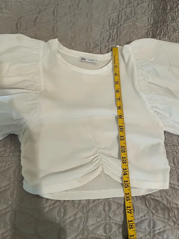 Zara White Ruffle Sleeve Cropped Top - Women - Image 6
