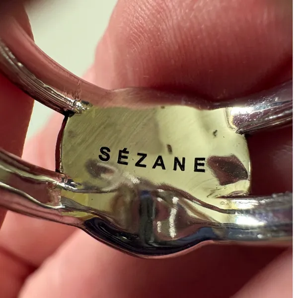 Sezane Boho Silver Tone Turquoise Wide Band Statement Ring Size 6.5 - Image 7