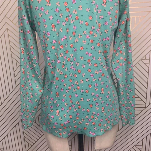 Anthropologie Roberta Roller Rabbit Blooms Pajama Top Tee Henley Floral Green Size US Small‎ - Image 10