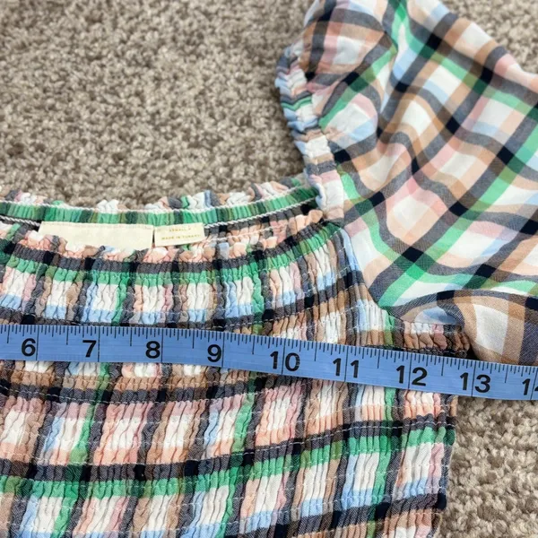 Maeve Anthropologie Plaid Smocked Maxi Dress XS Cottagecore Prairie Long‎ Sleeve - Image 13