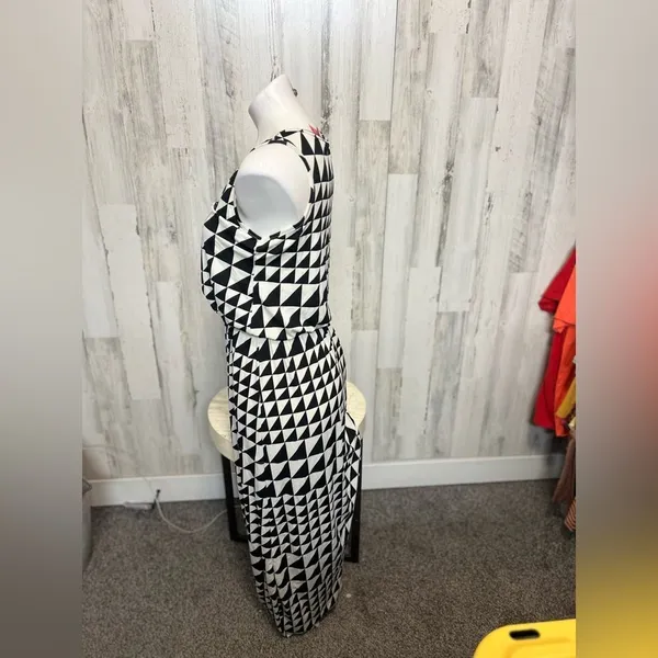 Magic Geometric Triangle Maxi Dress Womens Size Small Black White Tank Sundress - Image 5