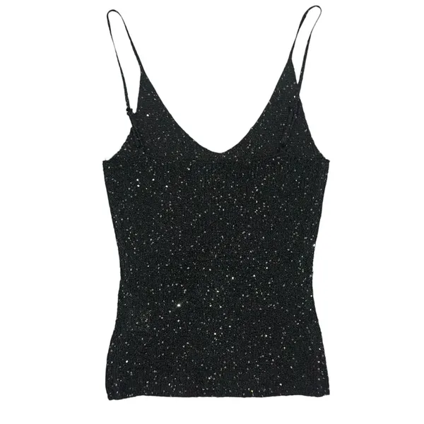 White Fox Boutique Black Sparkle Sequin Cami - Image 2