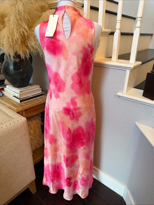 ZARA Tie-Dye Satin Cowl Neck Sleeveless Midi Dress – Size Large - Image 6