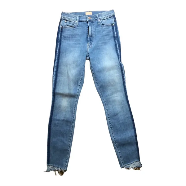 MOTHER Denim Stunner Zip Ankle Step Fray `Light Kitty Racer’ Size 27 Pre-Loved - Image 3