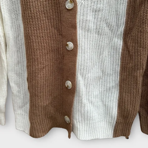 Aster Mix Match Knit Cardigan Tan Size M - Image 2