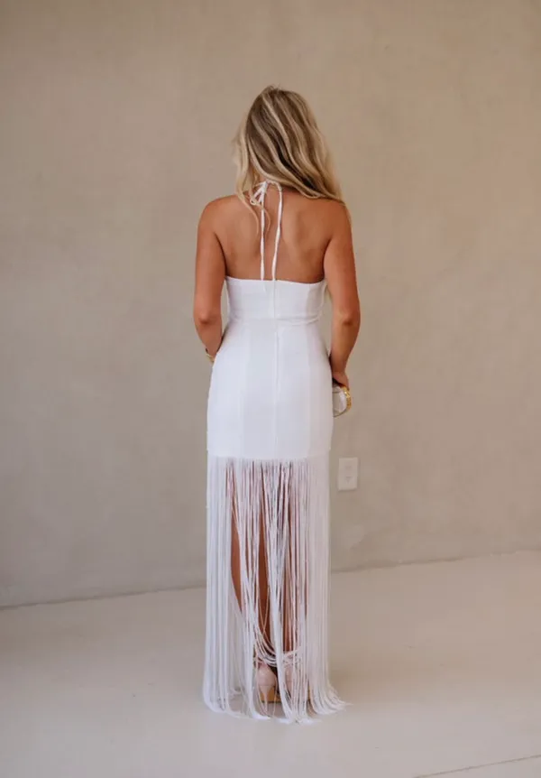 Bridal White Dress mini dress with fringe - Image 4
