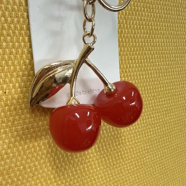Mint-Cherry Keychain Charm Red Gold Tone w/ Gold Tone Leaf NWT Purse Bag Charm‎ - Image 5