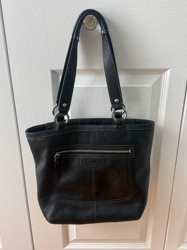 Y2K Coach Penelope Black Pebbled Leather Mini Tote Shoulder Bag - Image 2