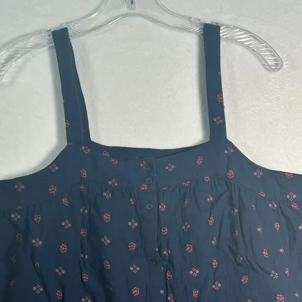 Caslon Navy Blue Textured‎ Floral Print Button Front Tank Top Size M - Image 6