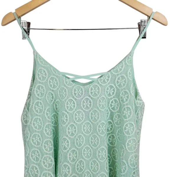 Alya Womens Small Mint Green Lace Layered Cami Spaghetti Strap Top‎ - Image 5