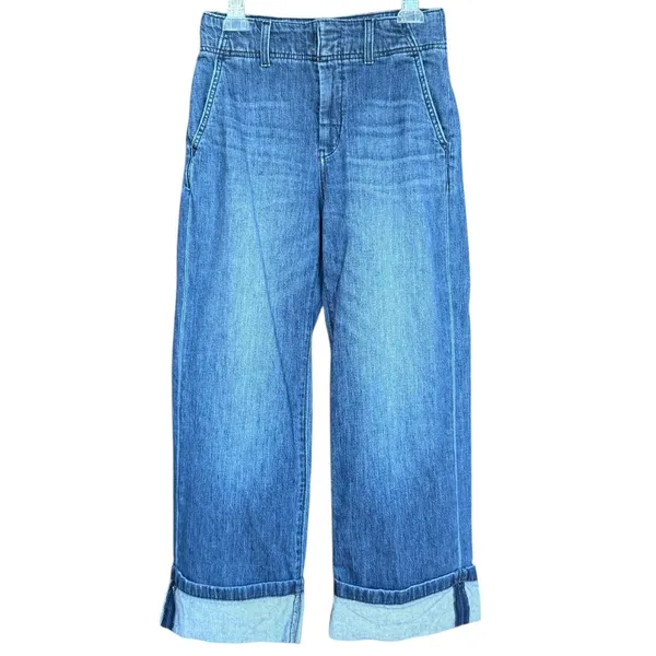 Anthropologie Pilcro High Rise Wide Leg Cuffed Blue Jeans Sz‎ 27 - Image 2