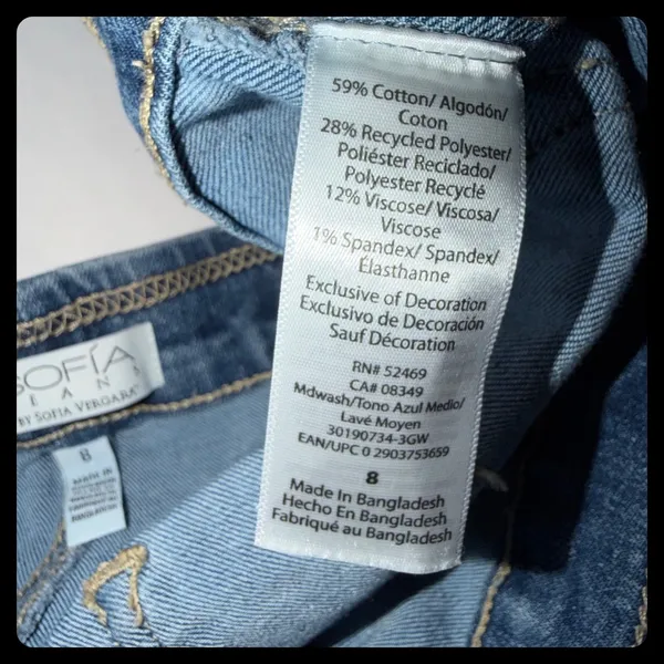 Sofia Jeans Melisa Pull-On Super Flare Women 8 Blue Seamed Raw Hem Denim - Image 4