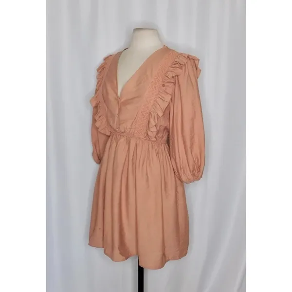 NWT!! ZARA Marsala Guipure Lace Ruffled Mini Dress Blogger Favorite Medium - Image 5