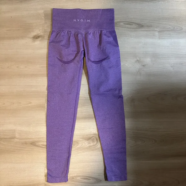 NVGTN Seamless Leggings Women‎ S Purple High Waisted Contour Gym Yoga Pants - Image 6
