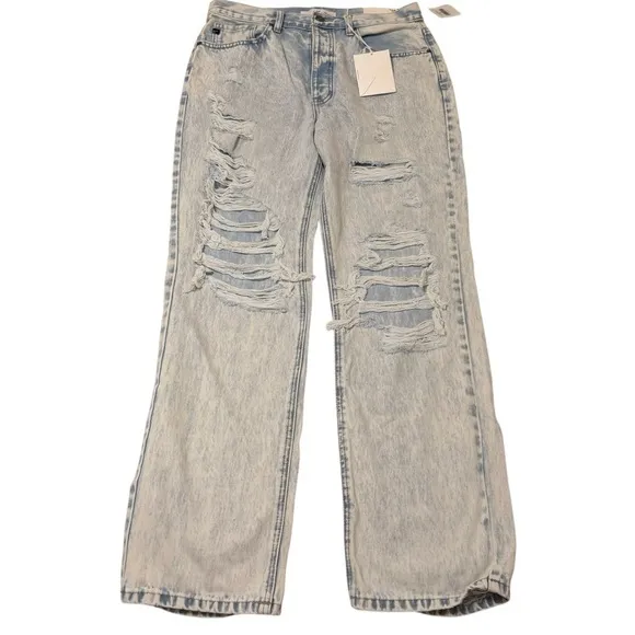 Kancan X Buckle Women’s 28 90’s Boyfriend Baggy Jeans Distressed‎ Light Wash NWT - Image 2