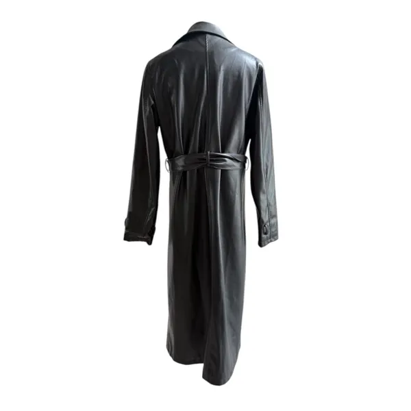 Meshki Tarah Faux Leather Trench Coat Black Large EUC - Image 8