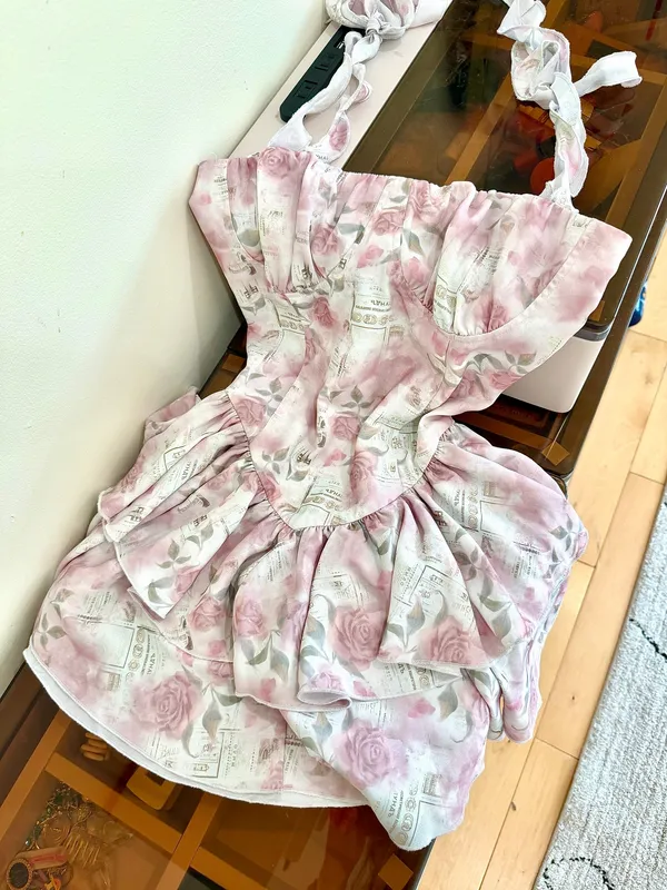 Y2k Pink Floral Ruffle Mini Dress 🌸 - Image 2